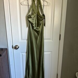 Elegant Green Halter Dress